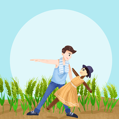 芒种时节卡通插画公众号次图背景