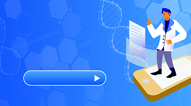 医疗健康课堂蓝色卡通课程封面背景