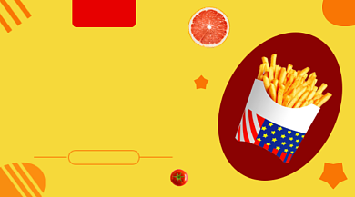 美味炸薯条美食黄色清新手机横图背景