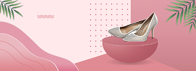 粉色调女鞋立夏促销banner背景