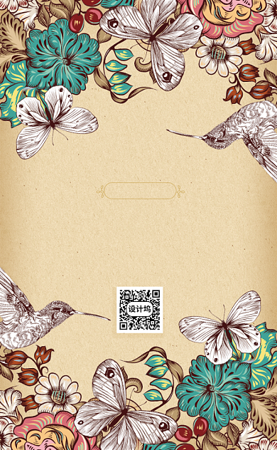 复古时尚咖啡厅竖版名片模板背景