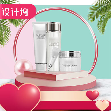 清新七夕浪漫情人护肤化妆品背景