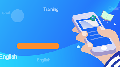 英语培训蓝色插画手机横图背景