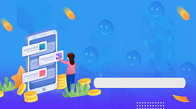 基金理财投资蓝色手绘插画手机横图背景