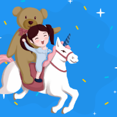 六一儿童节蓝色卡通插画公众号次图背景