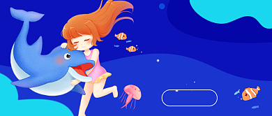 世界海洋日海洋馆卡通新媒体配图背景