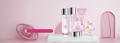粉色调化妆品立夏促销banner背景
