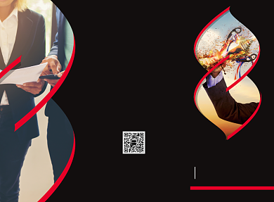 红色大气时尚企业宣传三折页模板背景