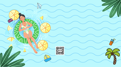 清凉夏季游泳招生手机海报背景