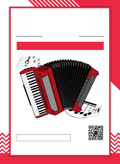 红色扁平化时尚乐器手风琴招生海报背景