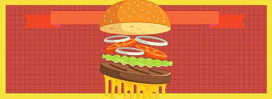汉堡包淘宝电商banner图背景