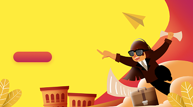 毕业招聘季简约插画手机横图背景