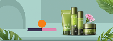 清新简约立夏护肤品促销banner背景