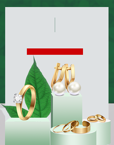 绿色清仓简约风珠宝首饰电商海报背景