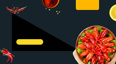 麻辣小龙虾美食促销简约大气手机横图背景