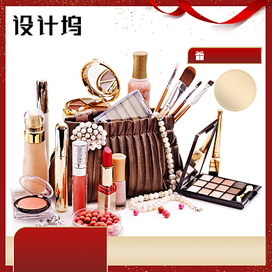 化妆品预售活动红色主图背景