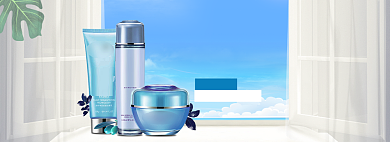 美妆防晒上新海报banner模板背景