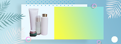 蓝色清新护肤品五一促销banner背景