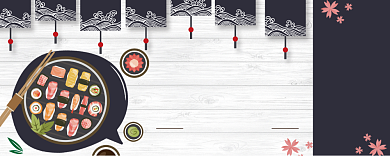 可爱卡通日本寿司优惠券背景