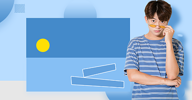 蓝色清新夏季时尚男装海报背景