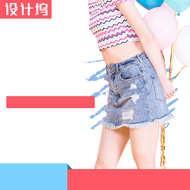夏季女装牛仔裙女装促销主图背景