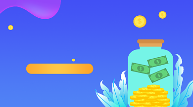 闲钱理财投资蓝色插画手机横图背景