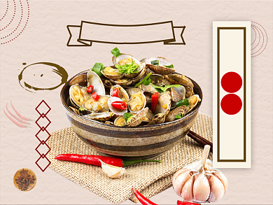 中国风美团美食主图背景