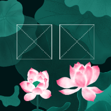 小暑节气古风荷花插画公众号次图背景