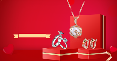红色珠宝配饰七夕情人节双十一海报背景