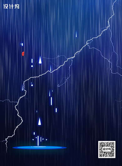 简约暴雨预警公益海报背景