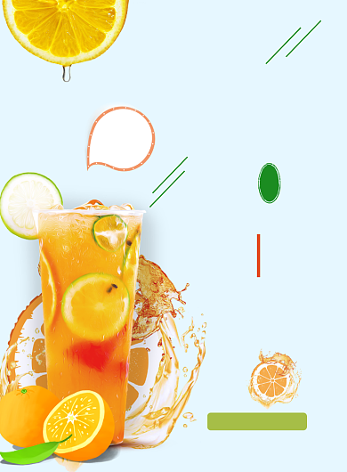 夏日清爽果茶果汁饮料冷饮促销海报背景