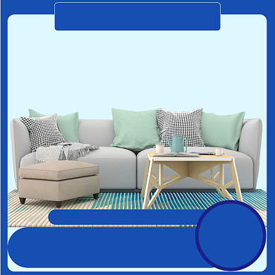 蓝色进口沙发家居家具直通车主图背景