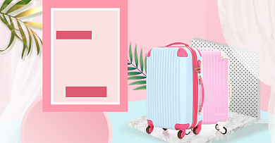 粉色简约旅行箱海报背景