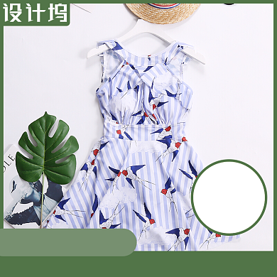 日式清新时尚泳衣女主图背景