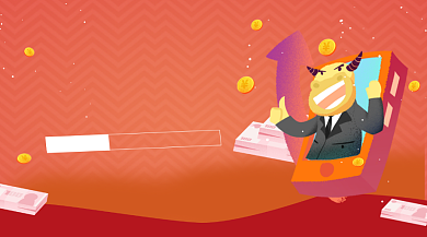 股票金融理财卡通插画手机横图背景