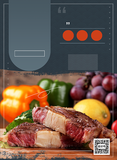 夏季美食餐饮促销铁板牛排宣传促销海报背景