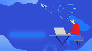 程序开发课程培训蓝色插画手机横图背景