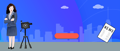 国际体育记者日蓝色卡通新媒体配图背景