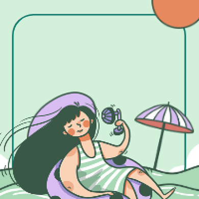 大暑传统节气可爱插画公众号次图背景