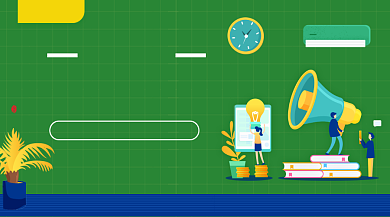 招聘人才绿色插画手机横图背景