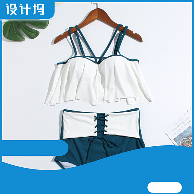 夏季清新时尚泳衣女装狂暑季促销主图背景