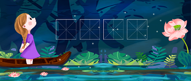 大暑节气绿色卡通新媒体配图背景