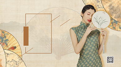 潮牌旗袍上新手机海报背景