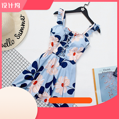 夏季清新时尚泳衣女装主图背景