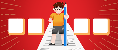 高考备考指南红色卡通新媒体配图背景