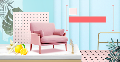 粉色立体家居沙发小家电海报背景