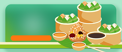 端午节促销绿色卡通新媒体配图背景