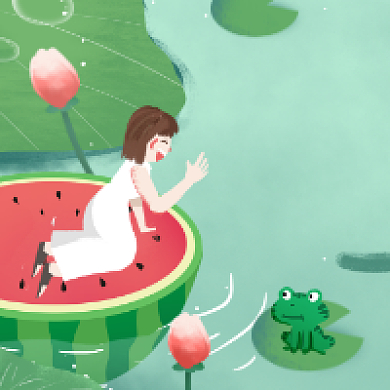 小暑节气可爱插画公众号次图背景