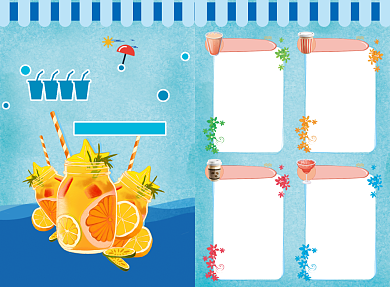 清新蓝色夏日饮品菜单背景