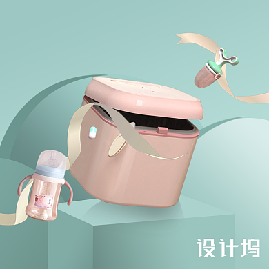 清新母婴用品宝宝奶瓶保温盒电商主图背景